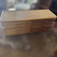 【E011】ヴィンテージ　ラタン製　ローチェスト　レトロ　キャビネット　収納