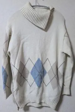 ブルーレーベルクレストブリッジ アイボリー アーガイル柄 ニットセーター 38