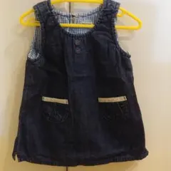再度値下げしました！　ミキハウス　デニムジャンバースカート　70～80㎝