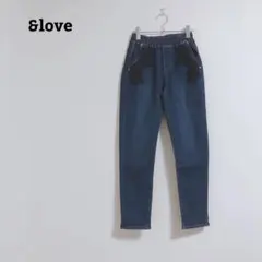 アンドラブ　デニムパンツ　ジーンズ　刺繍　ウエストゴム　ストレッチ　テーパードＳのサムネイル