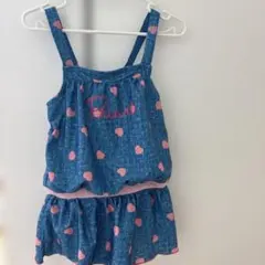 デニム風ハート柄　ワンピース水着　110センチ