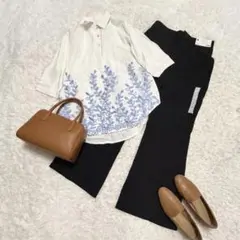 2点セット 205zero 裾刺繍チュニック＆GU ストレッチフレアパンツ L