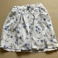 花柄 フレアミニスカート レースアップ