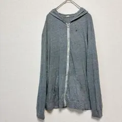 グレー フルジップ 長袖パーカー フード付き レディース 秋 冬 春