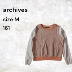 archives 長袖ニットセーター M オレンジ/ホワイト