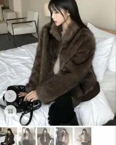 DHOLIC フェイクファー ショートジャケット ブラウン　ファーコート