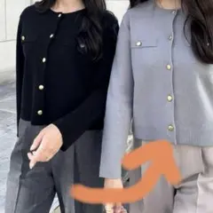 AOKI アオキ　ミラノリブノーカラーショートジャケット　パジャマスーツ