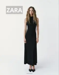 【極美品】ZARA ザラ フレアスカート ロングワンピース Sサイズ ブラック