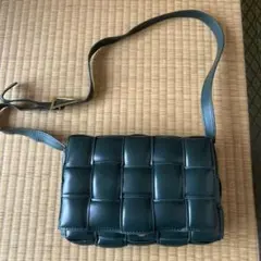 ショルダーカセットバッグPUレザーグリーン