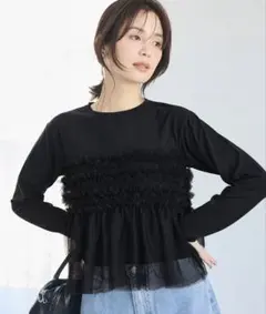 coca 未使用タグ付き シルキータッチチュールドッキング長袖TシャツM