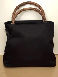 ◇美品GUCCI グッチ バンブー2wayショルダーバッグ ナイロン ブラック◇