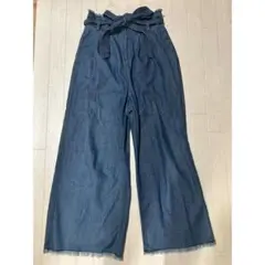 ゆ*り様 〇 ダークブルー ワイドレッグデニムパンツ M