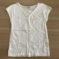 ellesse ホワイト Vネック 半袖Tシャツ　テニスウエア