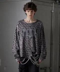 GRANCY グランシー レオパード柄ラインストーントップス Lサイズ　ロンT