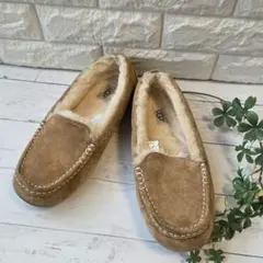 UGG アグ ボア付きモカシン くすみピンク リボン 24cm ムートン - メルカリ