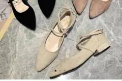 クロスストラップパンプス　サンダル　ベージュ　韓国　ローヒール　新品未使用