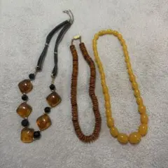 ビーズネックレスセット ブラウン イエロー