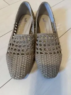 メッシュフラットシューズ 編みデザイン 軽量春夏 37（23.5cm相当）