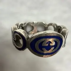 新品 GUCCI インターロッキングG リング ターコイズ エナメル 18号 