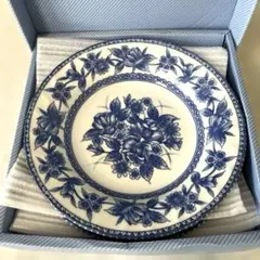 青い花柄食器セット　お皿とスプーン5個ずつ