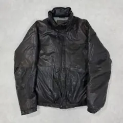 古着 80s 黒タグ エディーバウアー レザー ダウンジャケット ブラック 黒①