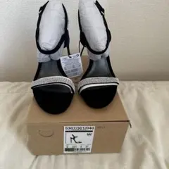 ZARA ストーン付き ブラックハイヒールサンダル　39サイズ　新品未使用