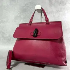 GUCCI グッチメタルバンブー シェリーラインGGキャンバスハンドバッグ