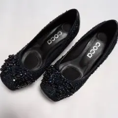 coca　紺ビーズ装飾 フラットシューズ　箱付き