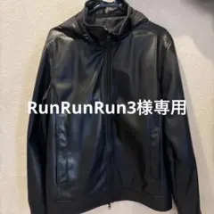 TKタケオキクチ　フード付きレザージャケット ブラック