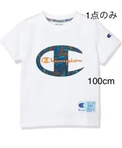 新品14490 チャンピオン100cm白ホワイトビックロゴ半袖Tシャツ男女兼用