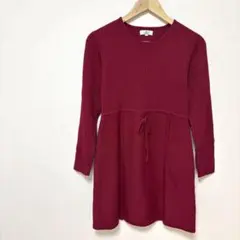 【オンワード樫山】リブニットチュニックワンピース　M相当　濃いピンク　差し色