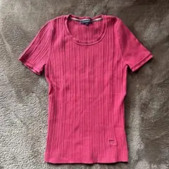 BURBERRY LONDON ピンク リブ編み 半袖ニット サイズ2