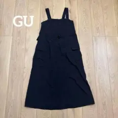 GU テックジャンパードレス サロペットワンピース 黒 Sのサムネイル