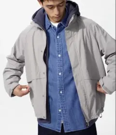 新品 ユニクロ ウィンドプルーフ スタンドブルゾン フード付き グレー Sサイズ