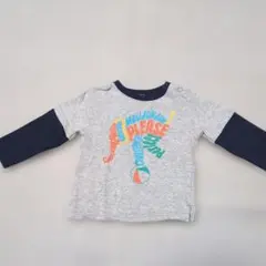 Moujonjon 裏毛トレーナー 90サイズ グレー/ネイビー