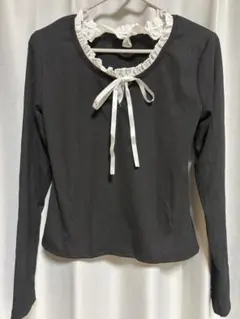フリル付きリボン長袖シャツ SHEIN