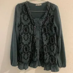 Mサイズ 長袖 フリルデザイン トップス