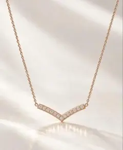 SASSY ANGEL V字ストーンネックレス ピンクゴールド