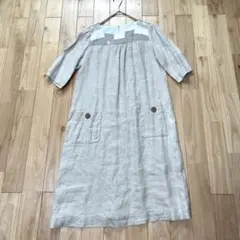 美品！スースースー Si-Si-Si パッチワーク リネン 切り替えチュニック