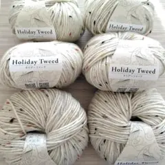 12 ユザワヤ　色番1 ホリデーツイード 6玉セット　ネップ毛糸　メリノウール