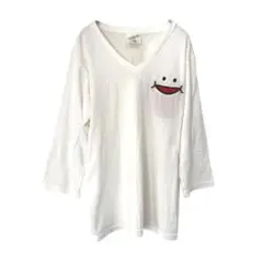 Up!Smile　ベロ付きフェイスポケット　VネックTシャツ　七分袖（M）