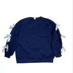 SHEIN リボン付きネイビートレーナー 140 10Y 秋冬