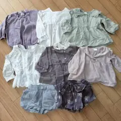 女の子秋服８点セット、トップス、パンツ、80cm