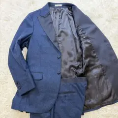 美品/ゼニア生地】スーツセレクト セットアップ ネイビー系 グレン
