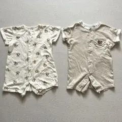 西松屋　くま　半袖　ロンパース　2枚セット　男の子　女の子　まとめ売り