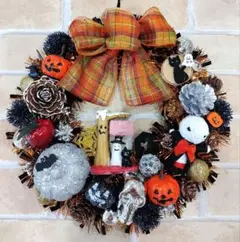 フラワーリース　ハロウィンリース　玄関リース