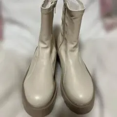 tera×omi コラボ　厚底ダブルステッチストレッチショートブーツ L