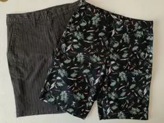 ハーフパンツ 2枚セット ストライプ 総柄 GU Sサイズのサムネイル
