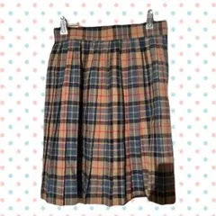 着画あり タータンチェック プリーツスカート ベージュ ブルー itimiのサムネイル