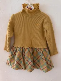 KPイエロー チェック柄 ワンピース